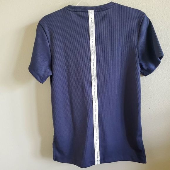 ADIDAS ribbed blue logo tee - Picture 2 of 4